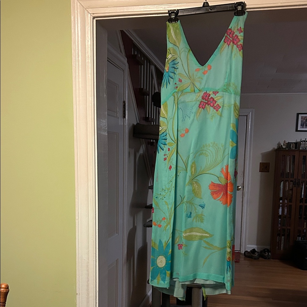 Tropical Floral V-Neck Dress